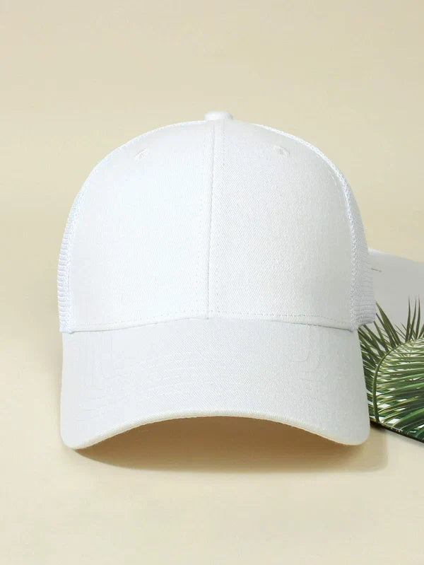 White Curved Brim Baseball Cap